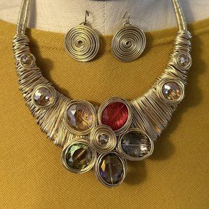 Gold Wire Necklace Set